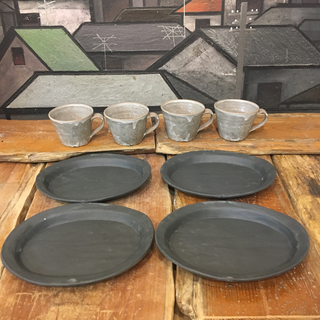 ママゴン様専用 新品 陶器 陶芸作家 人気のオーバルリム皿４枚A(食器)