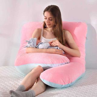 LcFun 抱き枕 妊婦 授乳　背もたれクッション (ピンク*ブルー)(枕)