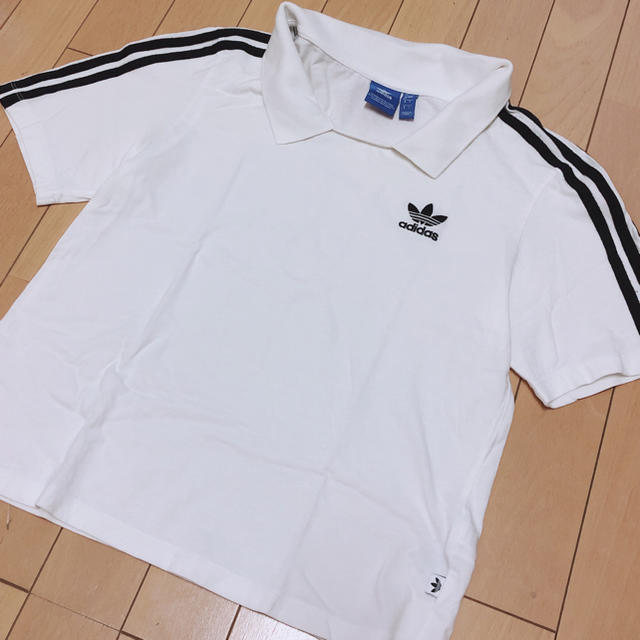 adidas(アディダス)のadidas originals 白 ポロシャツ XL レディースのトップス(ポロシャツ)の商品写真