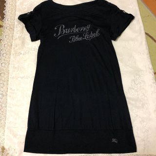 バーバリーブルーレーベル(BURBERRY BLUE LABEL)の極美品   バーバリー  ロゴ入りチュニック丈 カットソー(カットソー(半袖/袖なし))