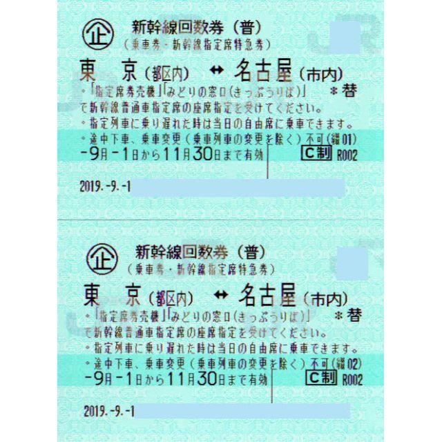 2枚】新幹線 東京（都区内）－名古屋（市内）普通車指定席券（～11/30 ...