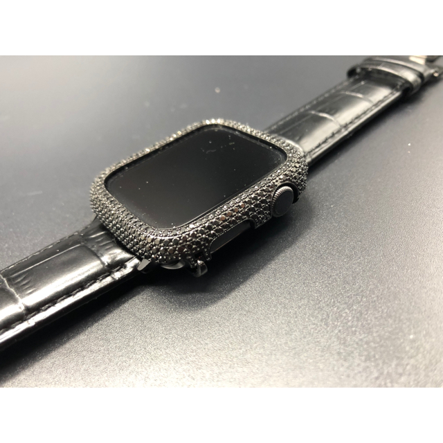 Apple Watch(アップルウォッチ)の本革ブラッククロコx AA2czブラックダイヤモンドカバーアップルウォッチ用 メンズの時計(レザーベルト)の商品写真