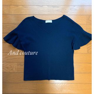 アンドクチュール(And Couture)のアンドクチュールネイビーフリル袖ニット(ニット/セーター)