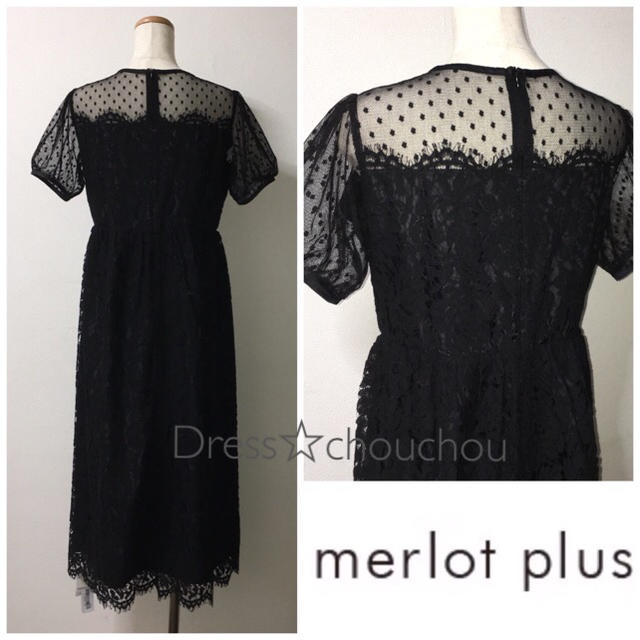 Merlot Merlot Plus ドットチュール レース切替ビスチェ風ワンピース ドレスの通販 By Dress Chouchou メルロー ならラクマ