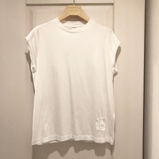 ドゥロワー(Drawer)のBLAMINK ブラミンク 2019SS ロゴ刺繍トップス サイズ0 ホワイト(Tシャツ(半袖/袖なし))