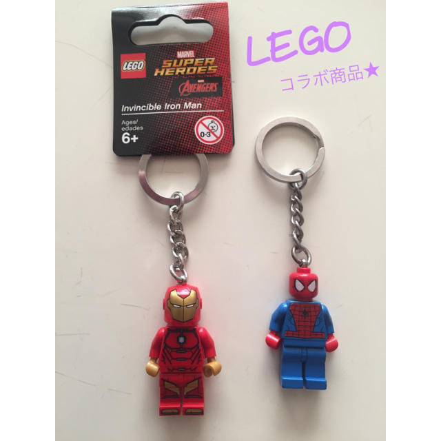 Lego(レゴ)のアイアンマン&スパイダーマンキーホルダー エンタメ/ホビーのアニメグッズ(キーホルダー)の商品写真