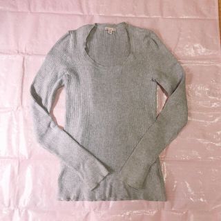 ギャップ(GAP)の【美品】GAP♡グレーリブUネックトップス(カットソー(長袖/七分))