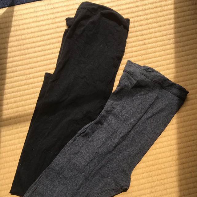 MUJI (無印良品)(ムジルシリョウヒン)のマタニティ 無印良品 スパッツ 妊婦 黒 グレー キッズ/ベビー/マタニティのマタニティ(マタニティタイツ/レギンス)の商品写真