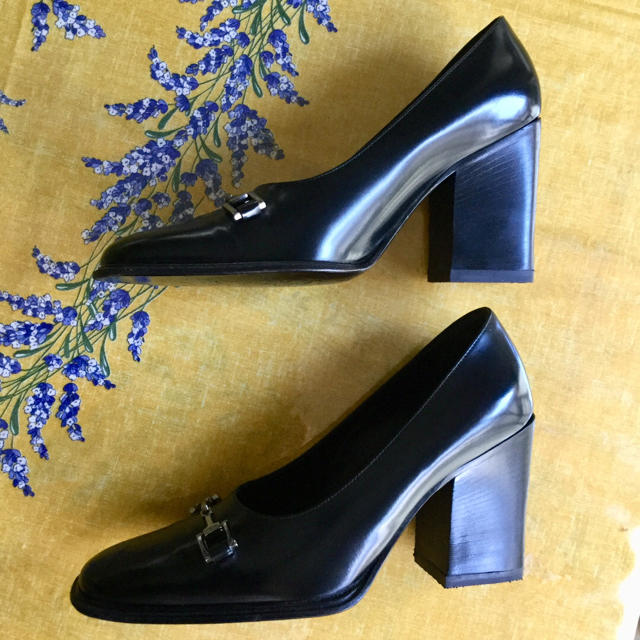 極美品!グッチ シルバービット チャンキーヒール 22㎝ 2