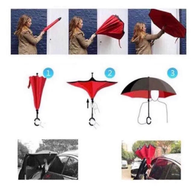 【人気商品！】雨の日に楽しくおしゃれに！逆さ傘  約120cm 2