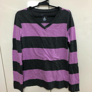 オールドネイビー(Old Navy)のオールドネイビー  ロングTシャツ  10-12 ピンク✖︎グレー(Tシャツ/カットソー)