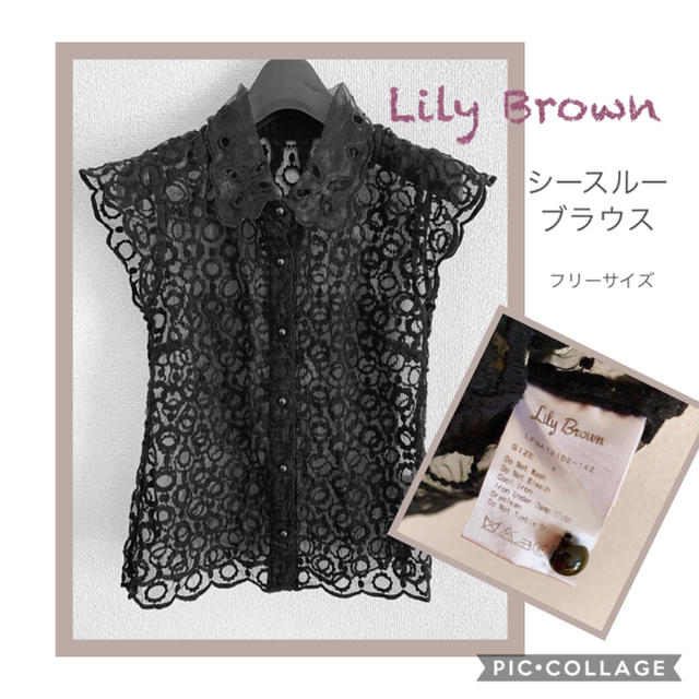 Lily Brown(リリーブラウン)のLily Brown シースルートップス (ブラック) レディースのトップス(シャツ/ブラウス(半袖/袖なし))の商品写真