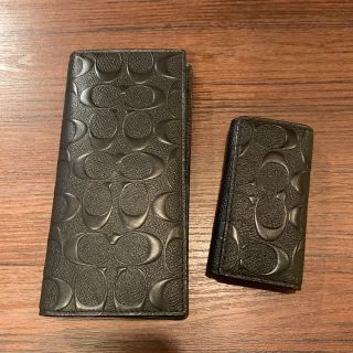 コーチ(COACH)の美品！シグネチャーレザーブレストポケットウォレット&キーケース(長財布)