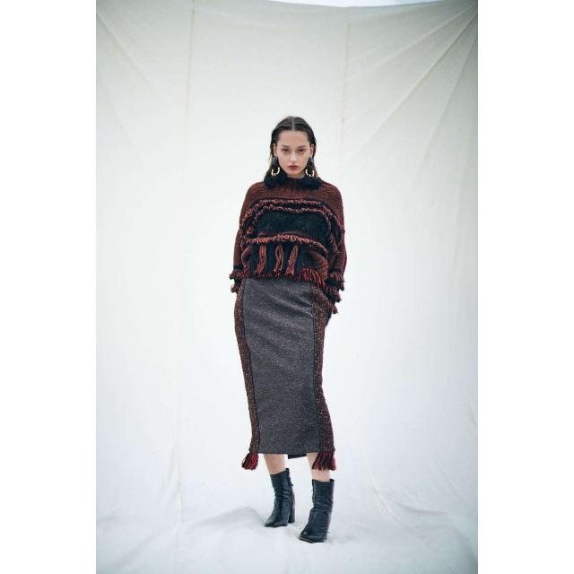 mame - EBONY/エボニー FRINGE TIGHT SKIRT