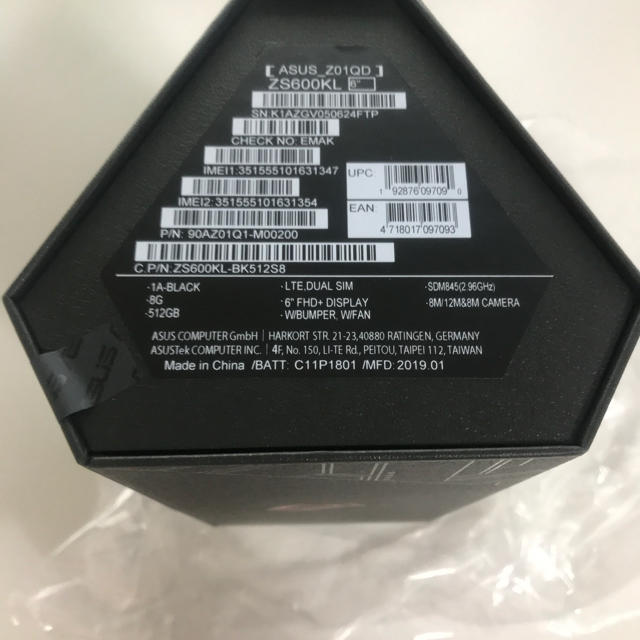 代引き人気 ZS600KL 6 Phone ROG - ASUS ASUS 新品未開封 Phone スマートフォン本体