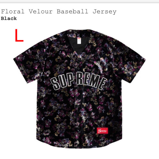 L supreme floral velour baseball jerseyシャツ