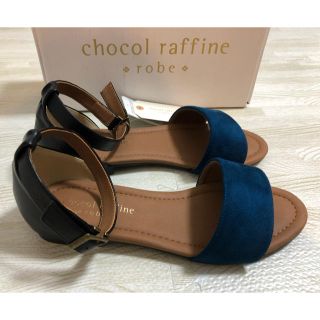 ショコラフィネローブ(chocol raffine robe)のグリーンパークス スエードアンクルストラップサンダル M 23.5cm(サンダル)