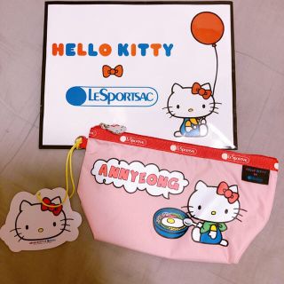 レスポートサック(LeSportsac)のLeSportsac*ハローキティ*コラボ*ポーチ*ピンク*韓国*アンニョン(ポーチ)