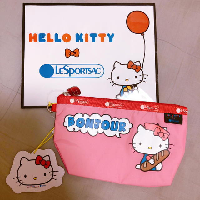 LeSportsac(レスポートサック)のLeSportsac*ハローキティ*コラボ*ポーチ*ピンク*フランスボンジュール レディースのファッション小物(ポーチ)の商品写真