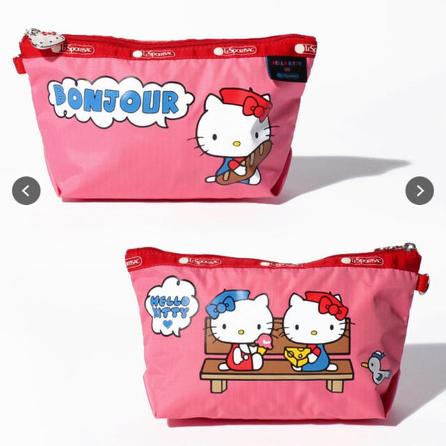 LeSportsac(レスポートサック)のLeSportsac*ハローキティ*コラボ*ポーチ*ピンク*フランスボンジュール レディースのファッション小物(ポーチ)の商品写真