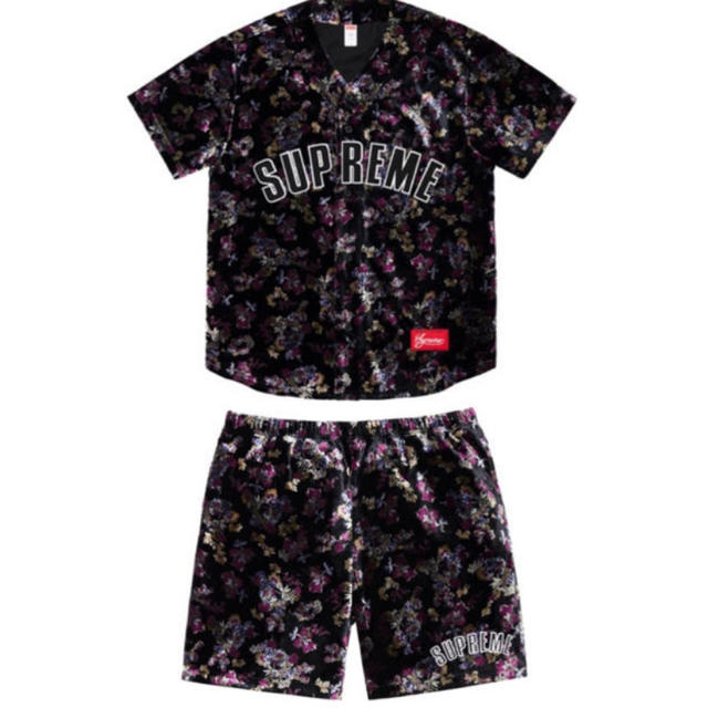 Floral Velour Baseball Jersey & Shortセット