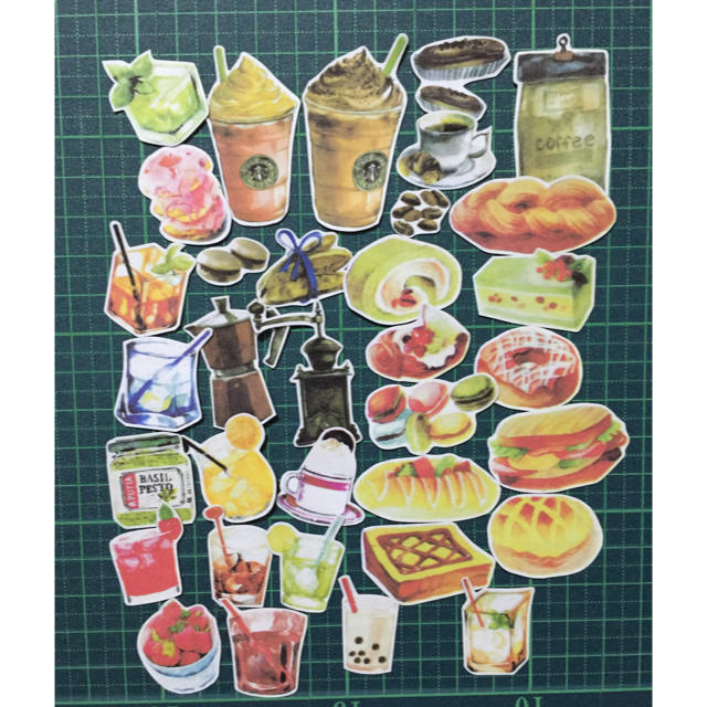 スタバとカフェ系のフレークシール ハンドメイドの文具/ステーショナリー(カード/レター/ラッピング)の商品写真