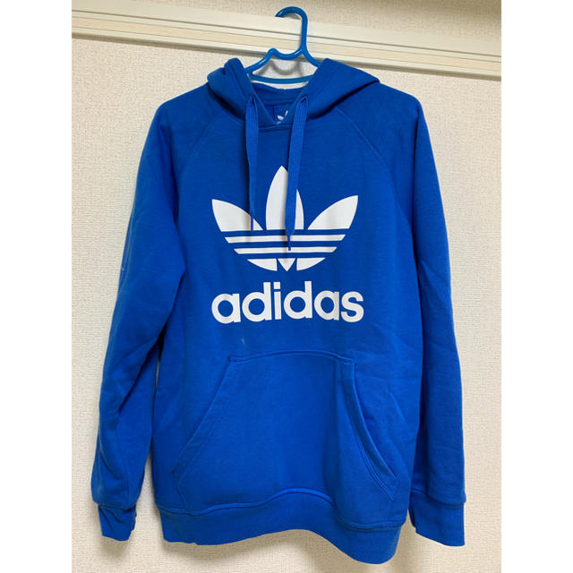 adidas - adidas 青 パーカーの通販 by 値下げしますコメントください