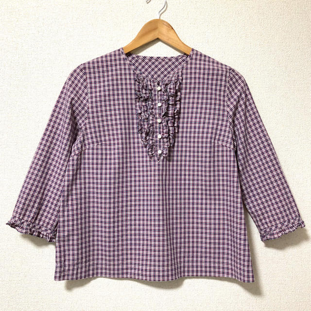 MACPHEE(マカフィー)の【美品】MACPHEE〈マカフィー〉 チェック柄フリルブラウス＊38＊ レディースのトップス(シャツ/ブラウス(長袖/七分))の商品写真