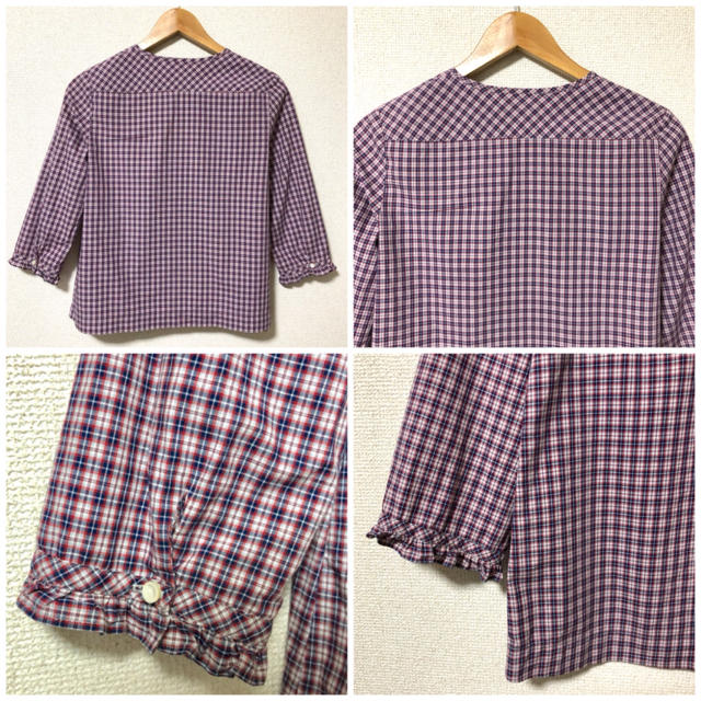 MACPHEE(マカフィー)の【美品】MACPHEE〈マカフィー〉 チェック柄フリルブラウス＊38＊ レディースのトップス(シャツ/ブラウス(長袖/七分))の商品写真