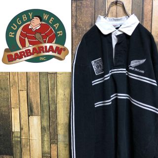 バーバリアン(Barbarian)の【こば様専用☆】バーバリアン☆カナダ製オールブラックスバックナンバーラガーシャツ(ポロシャツ)