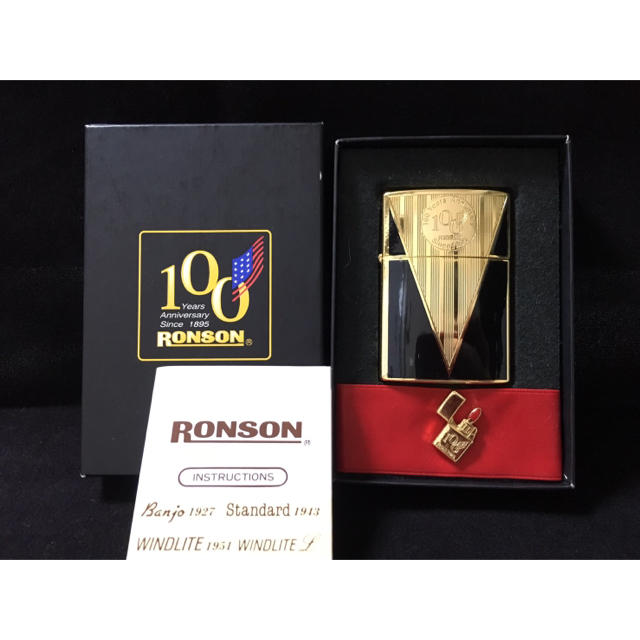 レア ロンソン 100周年記念モデル オイルライター ゴールド×ブラック