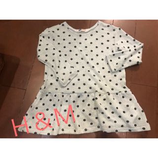 エイチアンドエム(H&M)の【H&M】ドット柄チュニックワンピース98-104サイズ(ニット)