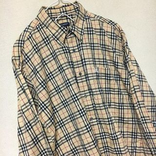 バーバリー(BURBERRY)のBURBERRY バーバリー ノバチェック 長袖 チェックシャツ M ベージュ(シャツ)