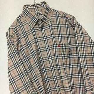 バーバリー(BURBERRY)のBURBERRY バーバリー ノバチェック 長袖 チェックシャツ M ベージュ(シャツ)