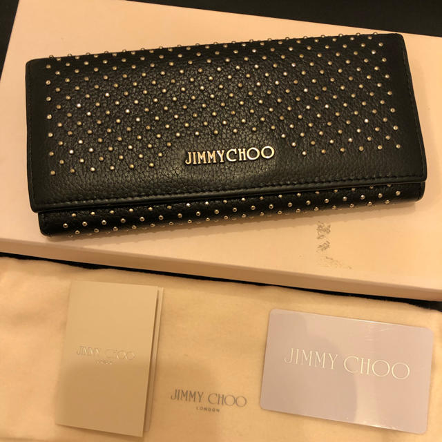 JIMMYCHOO長財布JIMMY CHOO ジミーチュウ マイクロスタッズ 長財布 レザーブラック♪