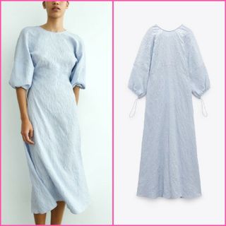 ザラ(ZARA)のZARA　ブルー　水色　ロングワンピース　ロングドレス(ロングワンピース/マキシワンピース)