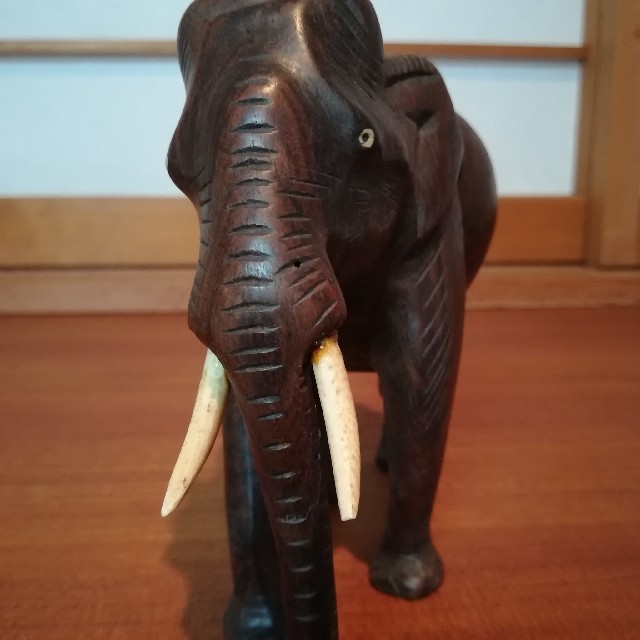 象　木彫り　置物　インド　古い物　骨董　アンティーク