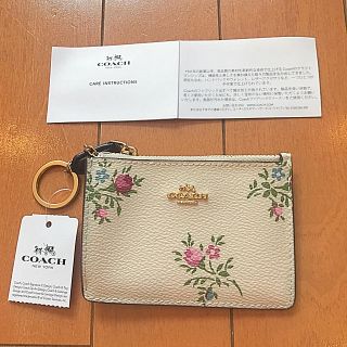 コーチ(COACH)の【タイムセール】COACH コーチ リストレット ポーチ 白地 ピンク花柄(ポーチ)