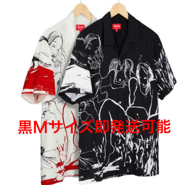 supreme レーヨンシャツ 黒 Ｍサイズ