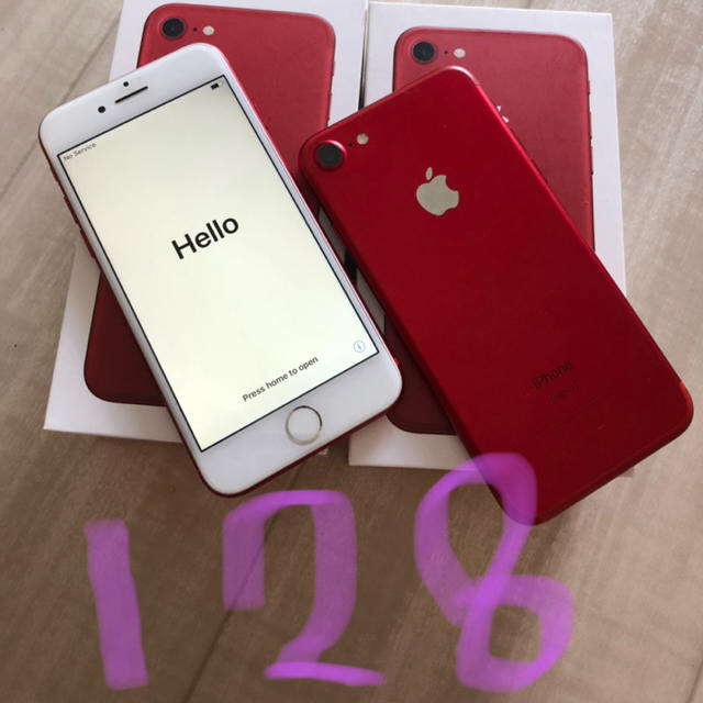 スマートフォン本体美品 iphone7 128gb au レッド