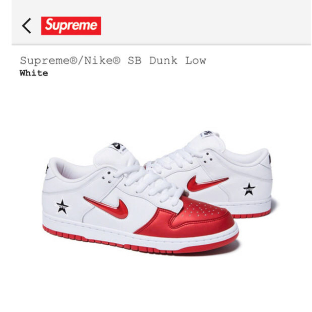 靴/シューズsupreme Nike® SB Dunk Low white 29.5