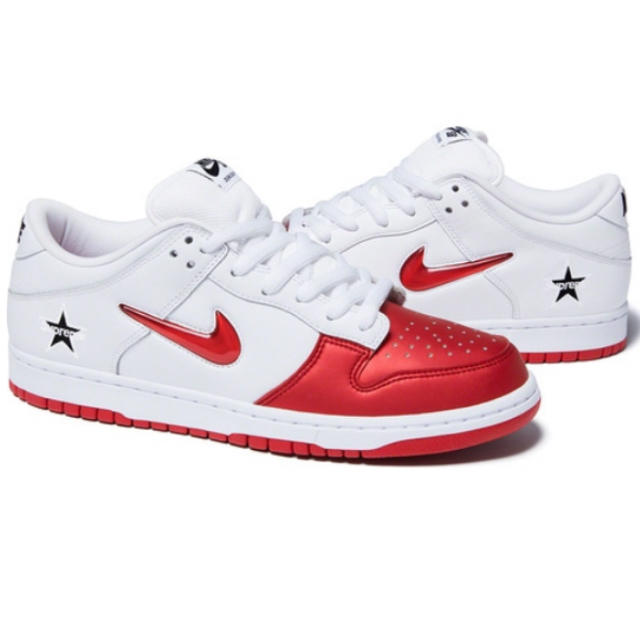 27cm supreme nike SB Dunk Low white靴/シューズ