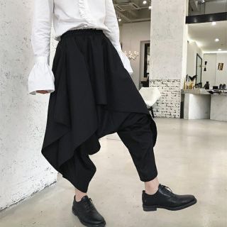 ♦︎unisex♦︎ 巻きスカート付き レイヤード ワイドパンツ (サルエルパンツ)