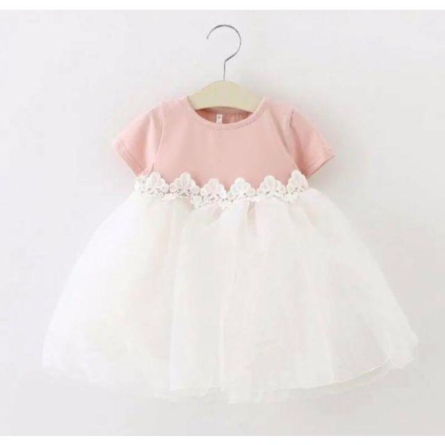 新品♡90cm♡リボンベビーワンピース♡ピンク キッズ/ベビー/マタニティのキッズ服女の子用(90cm~)(ドレス/フォーマル)の商品写真