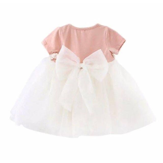 新品♡90cm♡リボンベビーワンピース♡ピンク キッズ/ベビー/マタニティのキッズ服女の子用(90cm~)(ドレス/フォーマル)の商品写真