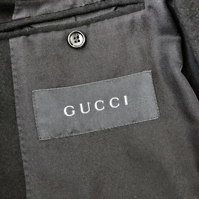 Gucci(グッチ)の定60万美品 GUCCI グッチ ウールカシミヤ ナポレオンコート46ブラック メンズのジャケット/アウター(チェスターコート)の商品写真