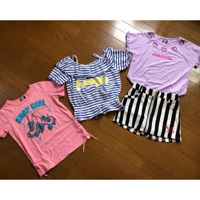 ANAP アナップ ガール上下4点セット S〜M キッズ/ベビー/マタニティのキッズ服女の子用(90cm~)(Tシャツ/カットソー)の商品写真