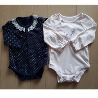 ベビーギャップ(babyGAP)の前開き長袖ロンパース2枚セット　サイズ80(ロンパース)