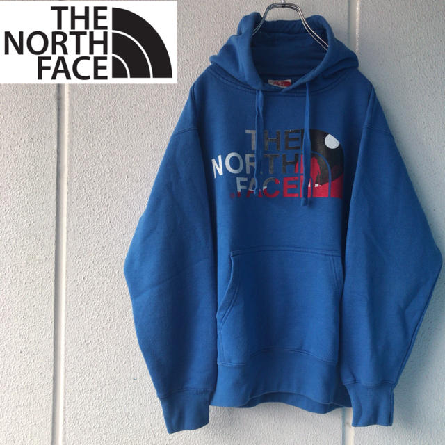 THE NORTH FACE プルオーバーパーカー ブルー 登山ロゴ