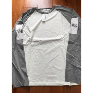 【新品タグ付き】girlydoll ロンT 長袖Tシャツ グレー×ホワイト(Tシャツ/カットソー(七分/長袖))